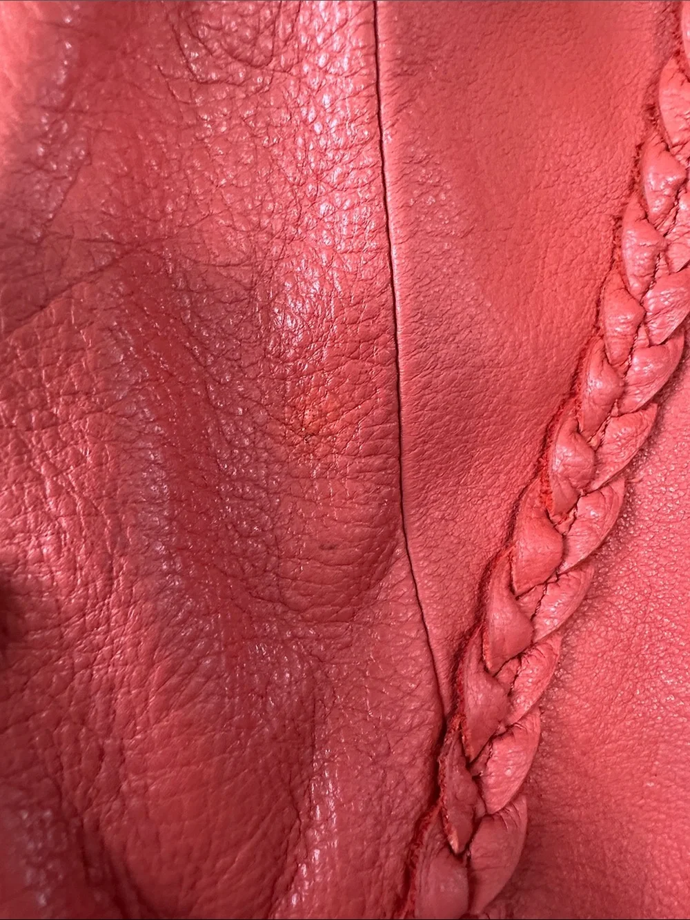 Fiore by Isabella Fiore, Deep coral/orange, 100% Leather Drawstring Tote w/ GHW